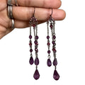 Dark Metal Purple Crystal Tassel Hook Earrings Decorative Jewelry view 5