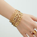 Hollow Link Clasp and Open Twist Bangles Gold Steel view 4