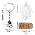 Gold Enamel Grad Cap Book Stack Diploma Keychain Charm view 2