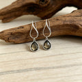 Silver Tone Loop and Smoky Faceted Teardrop Earrings view 3