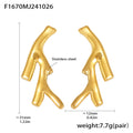 Stainless Steel Tree Branch Earrings Stud Dangle Gold Silver view 6