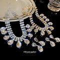 Clear Teardrop Crystal Multi Row Necklace Earring Sets view 1