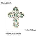 Floral Crystal Cross Brooch in Silver or Gold Tone Finish view 7