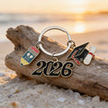 Graduation Multi Charm Keychain Pencil Cap Diploma Silver view 3