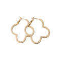 Gold Tone Crystal Clover Shaped Hoop Statement Earrings view 5