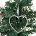 Silver Rhinestone Open Heart Hanging Ornament Ribbon view 1