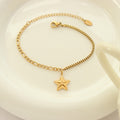 Gold Five-Point Star Dual Chain Geometric Bracelet view 4