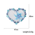Pearl Heart Brooch Enamel Flower Blue or Pink Rhinestones view 5