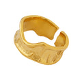 Irregular Wrinkled Texture Open Ring Gold Or Steel view 5