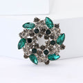 Round Crystal Floral Wreath Brooch in Five Color Variations view 2