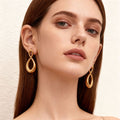 Stainless Steel Figure-Eight Drop Earrings Gold Two-Tone view 2