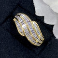 Wave Baguette Clear Stone Metal Ring Gold Silver Sizes 6-10 view 2
