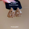 Champagne Crystal Open Teardrop Earrings with Hinged Hoops view 2