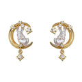 Gold Tone Crescent Moon White Rabbit And Clear Star Stud Earrings view 5