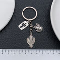 Antique Silver Cactus Boot and Horse Metal Keychain Set view 3