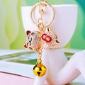 Jeweled Lucky Cat Keychains with Seven Bell Colors and Random Option view 6