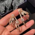 Crystal Openwork Triple Oval Drop Earrings in Gold and Silver view 1