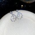 Silver Crystal Halo Necklaces And Open Circle Drop Earrings view 7