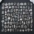 Silver-Tone Heart and Leaf Metal Charms with 15 Listed Options view 1