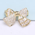Crystal Bow Brooch A Small Gold-Tone Bow Densely Set view 3