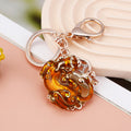 Jeweled Pixiu Keychains in Red Gold and Purple with Fortune Loops view 8