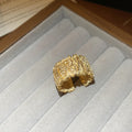 Wide Textured Open Cuff Band Ring Gold Silver 2 Colors view 7