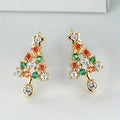 Multicolor Christmas Tree Stud Earrings in Gold Tone view 1