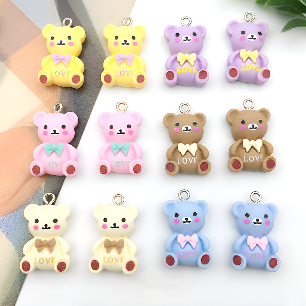 Resin Cartoon Bow Bear Butterfly Charm Pendant for DIY Cream Glue Earrings Bracelet Keychain