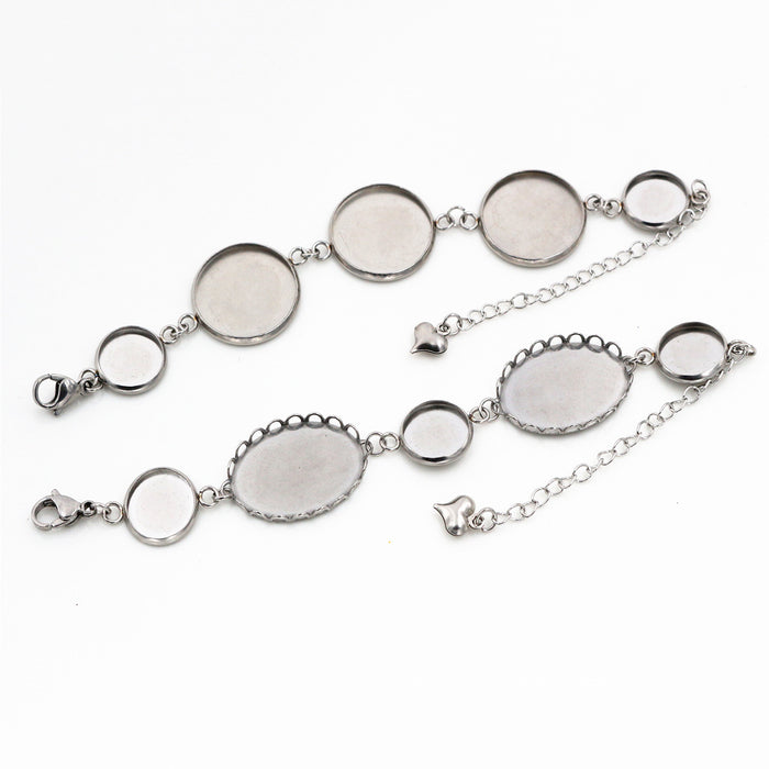 Multi Tray Stainless Steel Bracelet Settings in Two Layouts