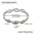 Colorful Enamel Evil Eye Open Ring And Steel Bangle view 7