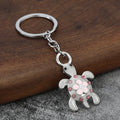 Floral Turtle Metal Keychain With Colored Rhinestone Accents view 7