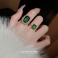 Green Crystal Open Band Statement Ring Fashion Jewelry view 4