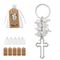 Pearl Cluster Silver Outline Cross Keychain and Attached Hardware view 1