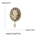Vintage Cameo Lady Brooch with Pearl Drop Gold Silver view 4