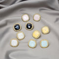 Square Shell Look Crystal Border Statement Stud Earrings view 1