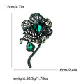 Large Crystal Rose Brooch With Decorative Crystal And Enamel Details view 6