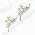 Pearl and Crystal Lily Stem Brooch in 2 Color Styles view 3
