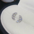 Crystal Crescent Stud Earrings With Pearl Accents In Two Tones view 7