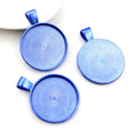Colorful Round Bezel Pendant Trays with Textured Backs view 3