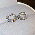 Silver Tone Small CZ Pavé Huggie Hoop Earrings Pair view 2