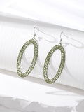 Silver Tone Long Oval Openwork Hook Earrings in Five Colors view 2