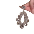 Silver Crystal Teardrop Cluster Stud Earrings with Polished Metal Details view 5