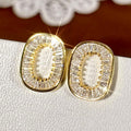 Rectangular Open Halo Stud Earrings in Two Finishes view 5