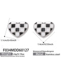 Black White Checkered Heart Stud Earrings Gold Steel Enamel view 6