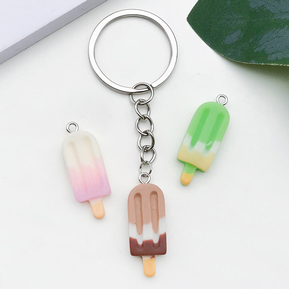 Gradient Resin Ice Cream Popsicle Charm Pendant for DIY Keychain Bag Jewelry Accessories