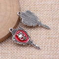 Skull Hand Mirror Charms in Silver and Red Enamel Styles view 4