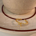 Gold Tone Sculpted Ribbon Bow Open Adjustable Ring For Women view 4