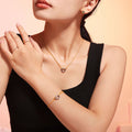 Gold Chain Hollow Heart Bracelet And Necklace Two Tone Set view 1