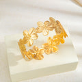 Layered Flower Branch Open Cuff Bracelet in Two Finishes view 3