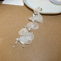 White Pearl Shell Disc Y Necklace Cascading Ear Clip view 6